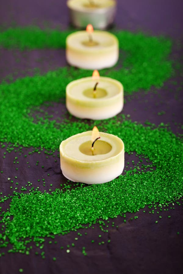 Green tea candle stock photo. Image of warm, macro, relax 33036056