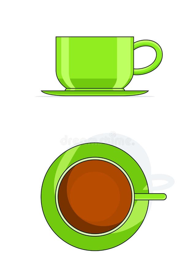 Green tea cup with plate stock vector. Illustration of coloured 22066068