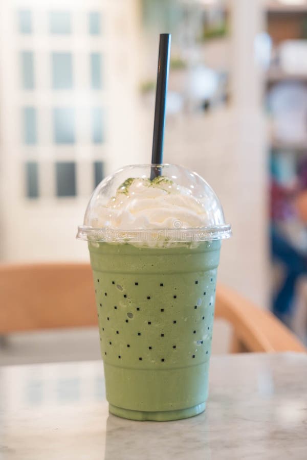 Green tea frappe stock photo. Image of plastic, iced 93313182