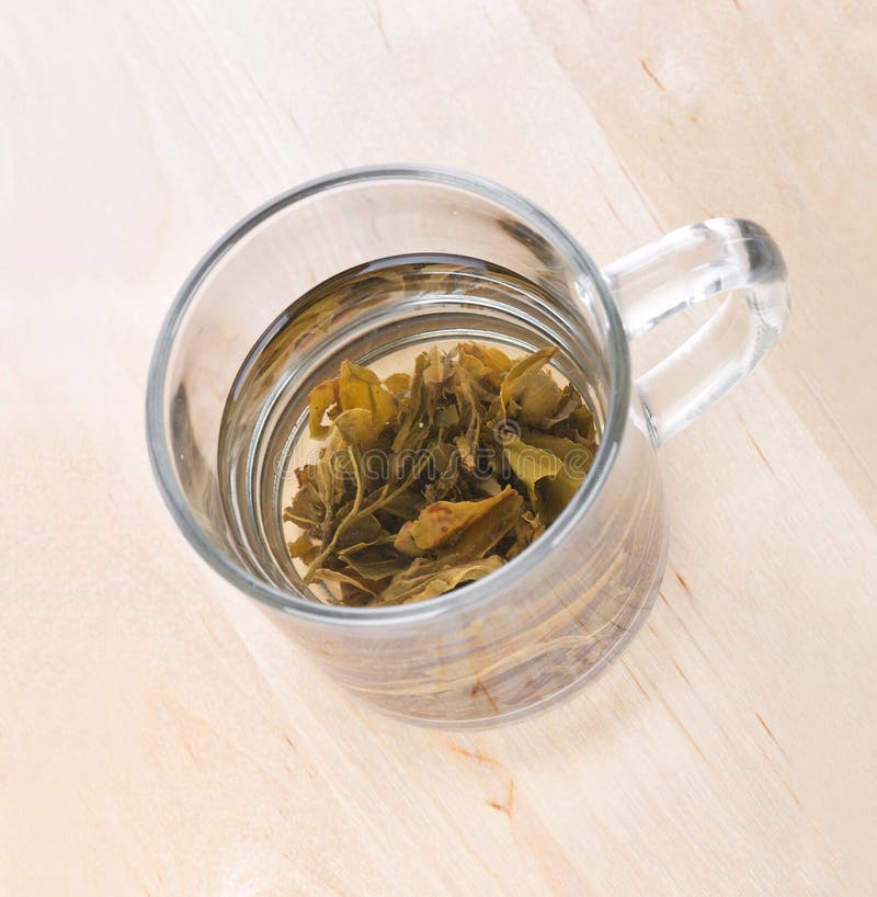 Green Tea in Glass Cup with Leafs Stock Photo Image of leaf