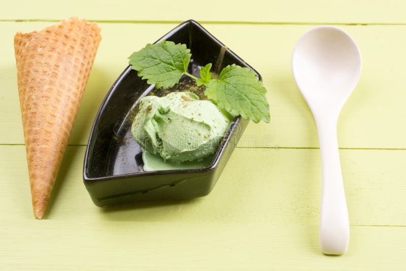Green tea ice cream stock image. Image of food, cold 93290233