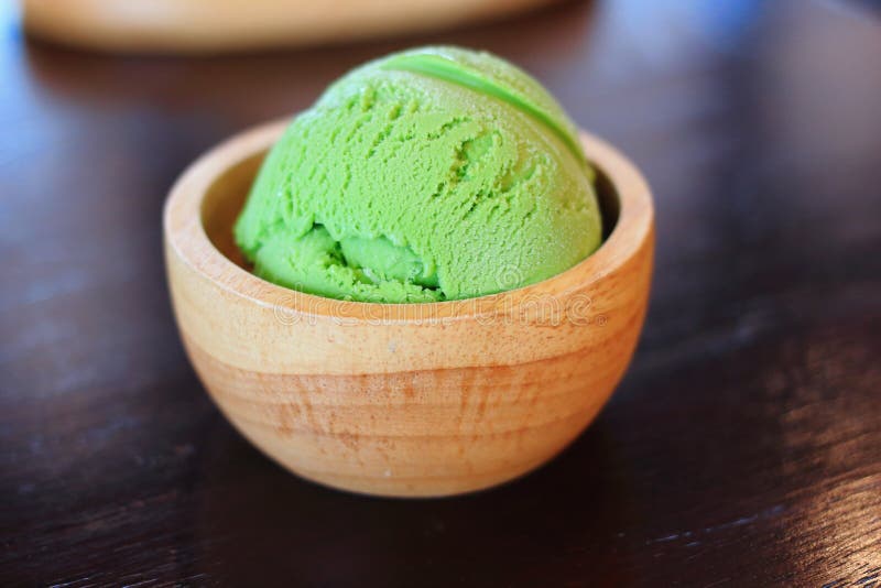 Green tea ice cream or matcha ice