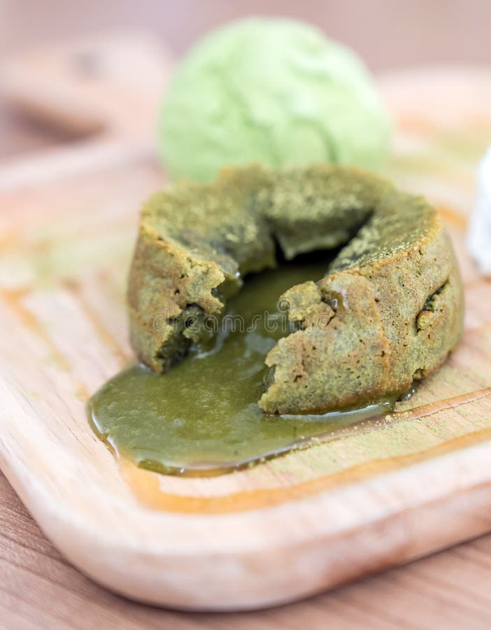 Green tea lava cake stock photo. Image of food, delicious 133871126