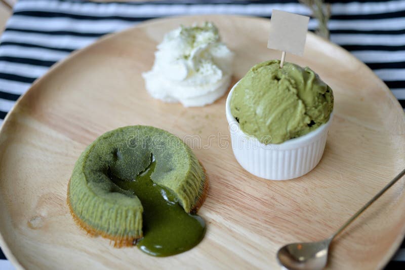 Green Tea Lava Cake stock image. Image of cake, pudding 75620187