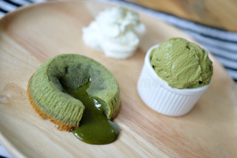 Green Tea Lava Cake stock image. Image of cake, pudding 75620187