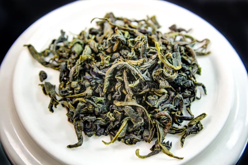 Green tea leaves royalty free stock photos