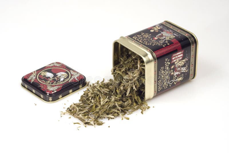 Green Tea Leaves from a Tin Can Stock Photo Image of leaf, oxidant