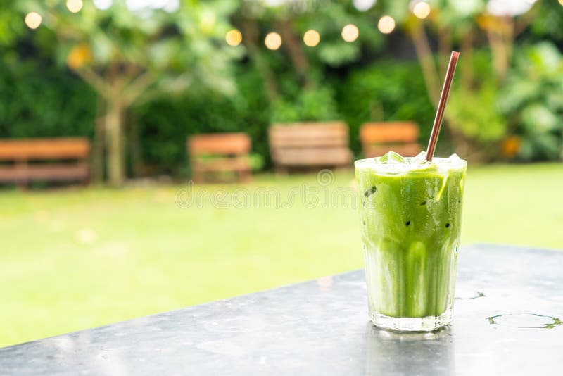 Green tea with milk stock image. Image of cool, drink 149610729