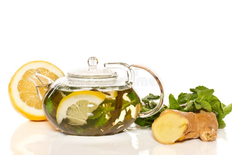 Green tea with mint and ginger