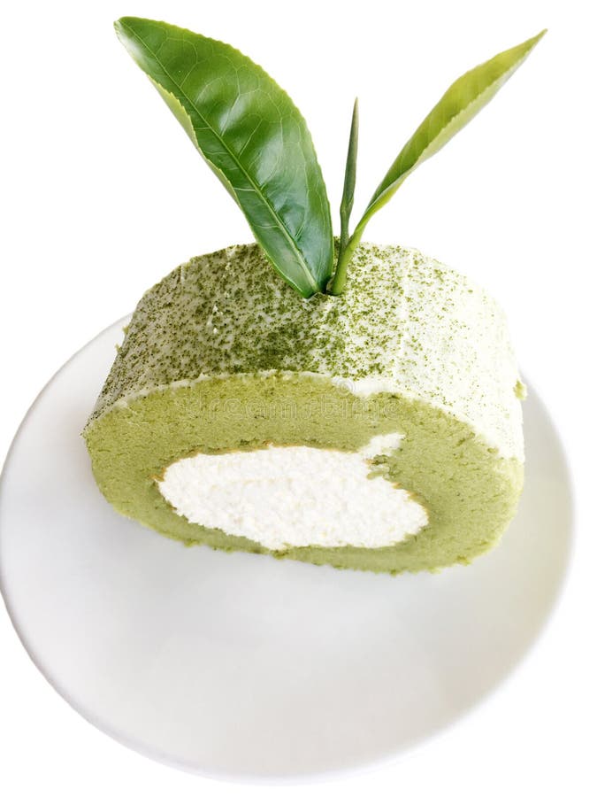 Green tea roll cake stock photo. Image of portion, elegance 86739270