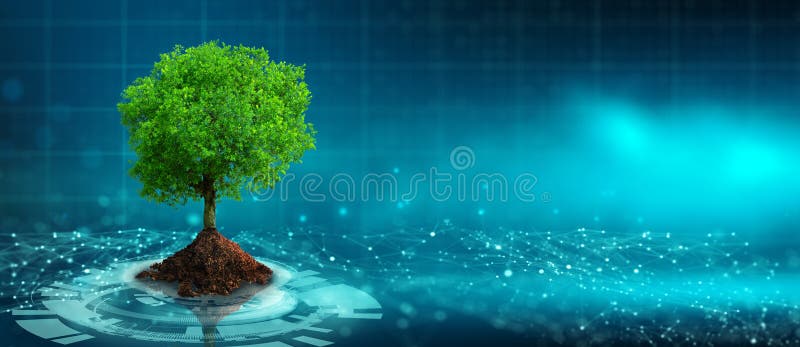 Green Technology, Green Computer, IT ethics, Csr, and Free IT Concept vector illustration
