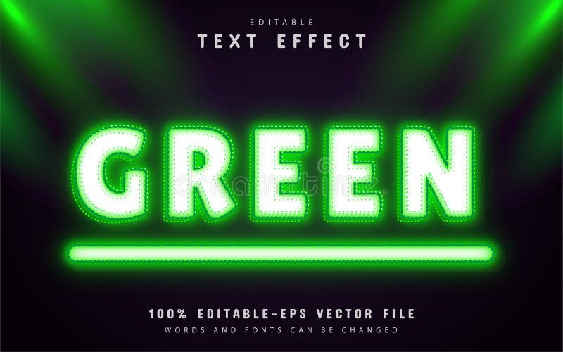Green Text Effect Neon Style Stock Vector Illustration of light, letter 256130214