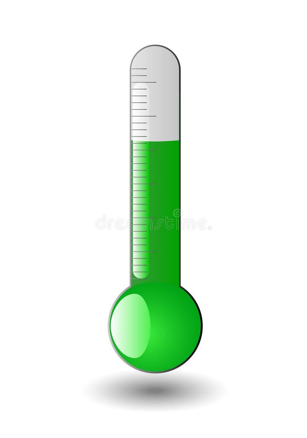 Green thermometer isolated on white,