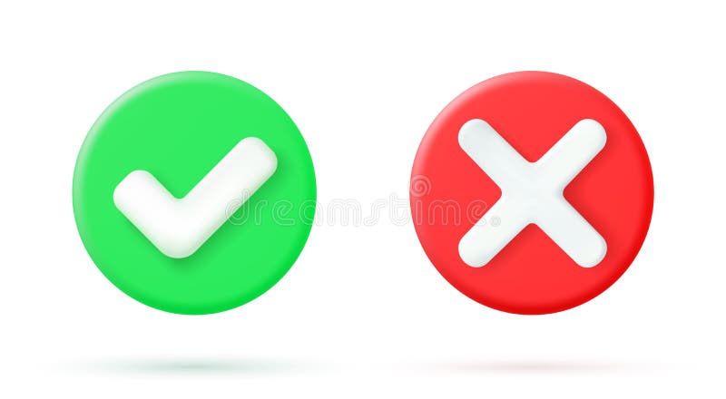 Check mark and cross mark symbols icon. Buttons with checkmark and cross.  right checkmark symbol accepted and rejected. 21008097 PNG