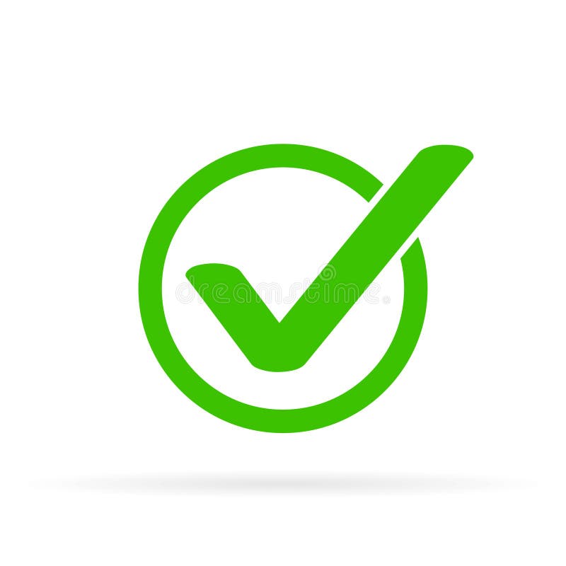 Green tick icon vector symbol, checkmark isolated on white background royalty free illustration