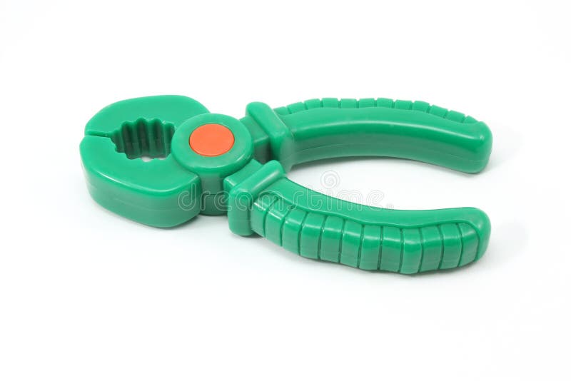 Green toy pliers stock photo. Image of child, pliers 10234254
