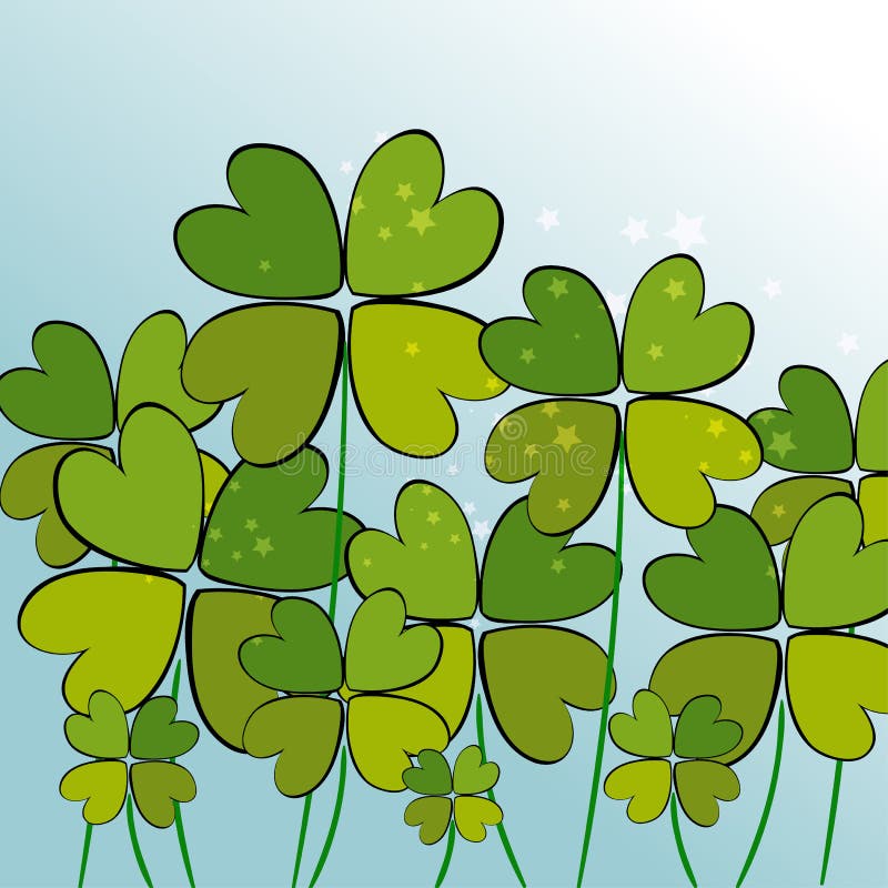 Green transparency clovers vector illustration