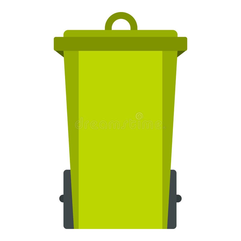 Green Trash Can Icon Isolated on Green Background. Garbage Bin Sign ...