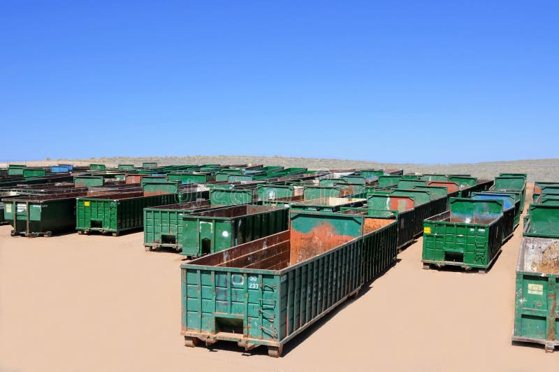 Green trash containers royalty free stock image