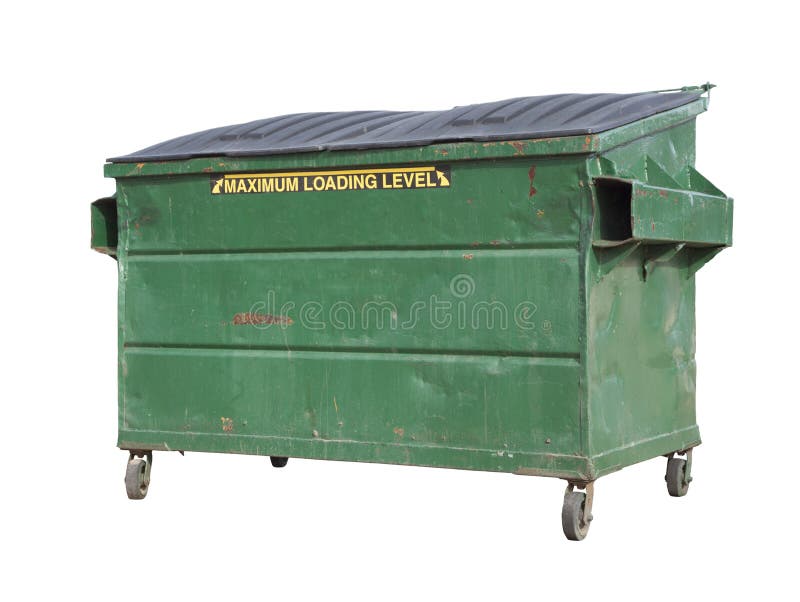 Green Trash or Recycle Dumpster On White with Clipping Path royalty free stock image