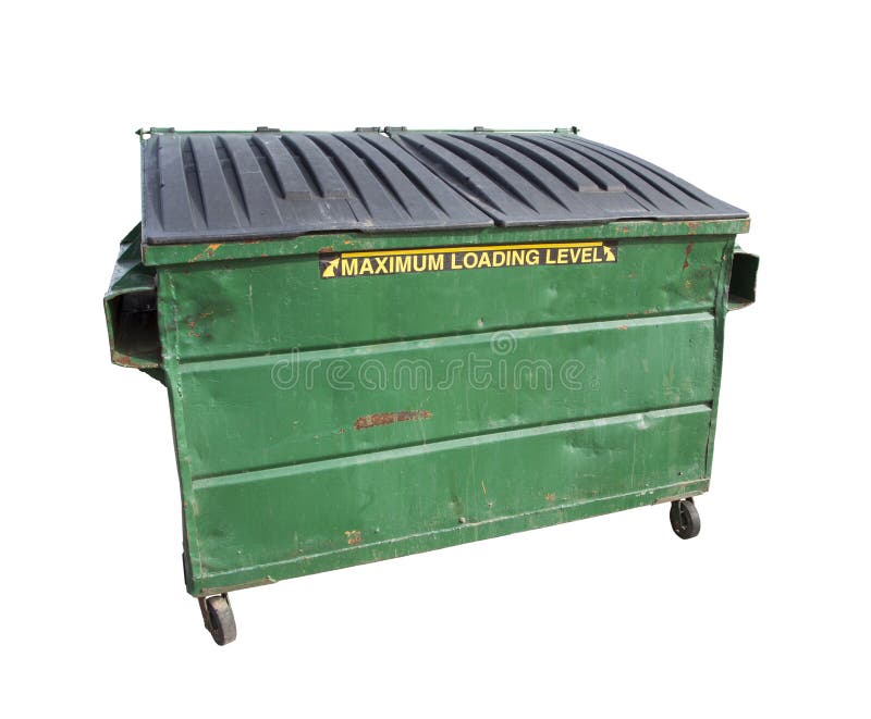 Green Trash or Recycle Dumpster On White with Clipping Path royalty free stock photography
