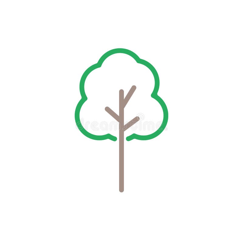Green tree icon vector. Line color nature symbol isolated. Trend royalty free illustration