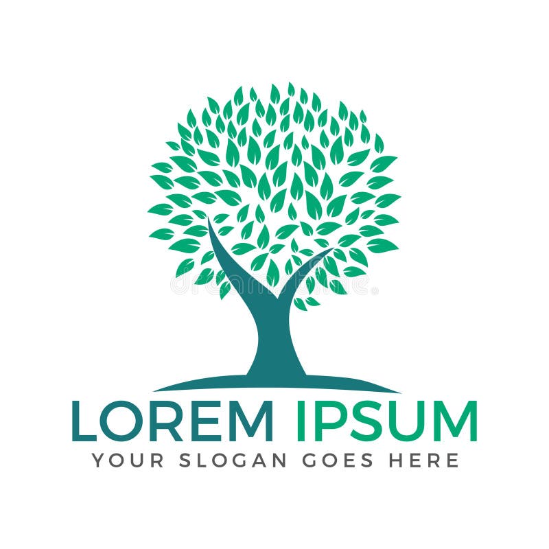 Green tree logo design. vector illustration