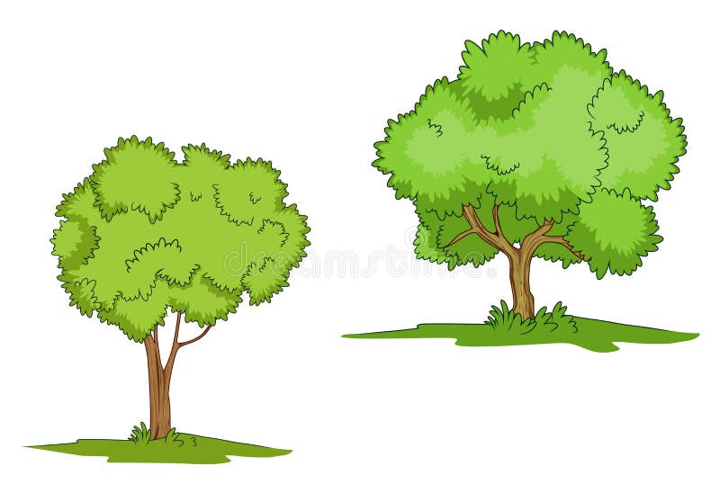 Green trees with grass stock illustration