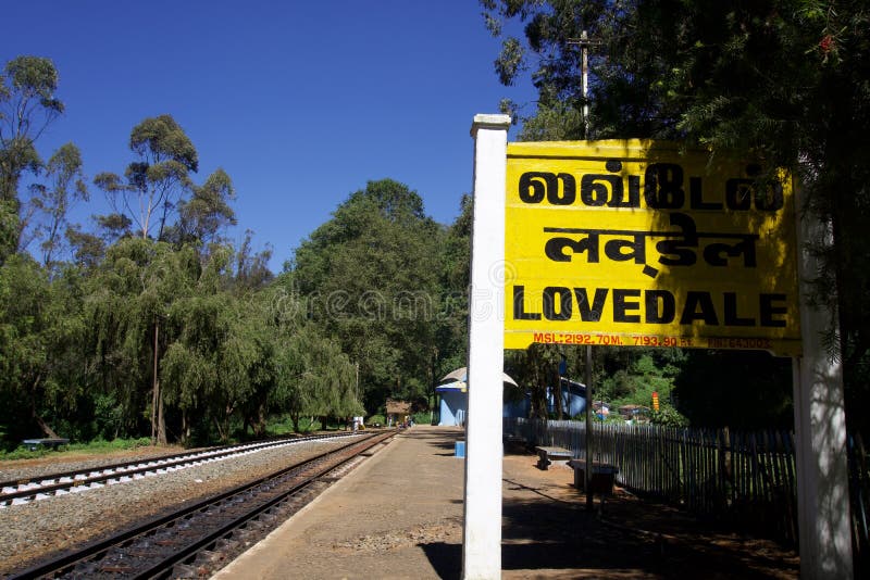 Hill Railwaystation With Green Trees And Leaf With Blue Sky Mountain