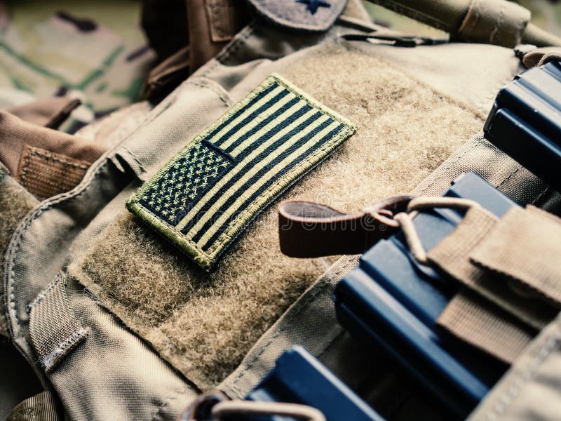 US tactical vest. stock image. Image of american, flag 16755981
