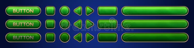 Green ui vector button animation for game interface stock illustration