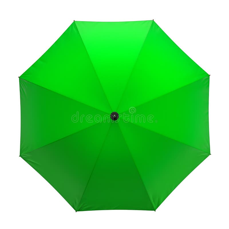 Green Umbrella Isolated on White Background. 3D Illustration . Stock Image Illustration of