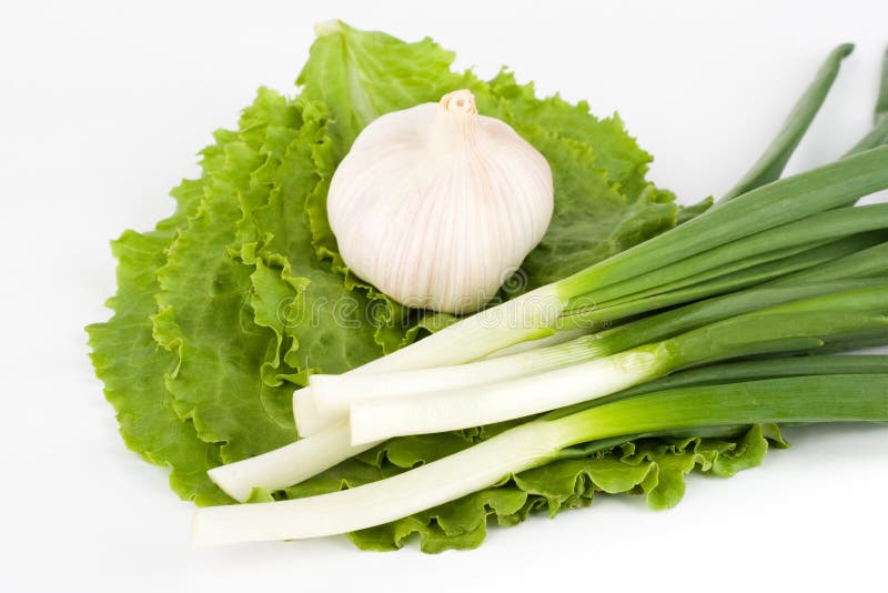 Green vegetables and garlic