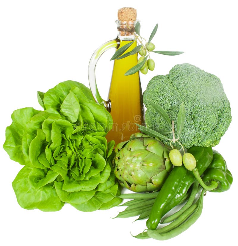Green Vegetables and Olive Oil Stock Image Image of food, freshness