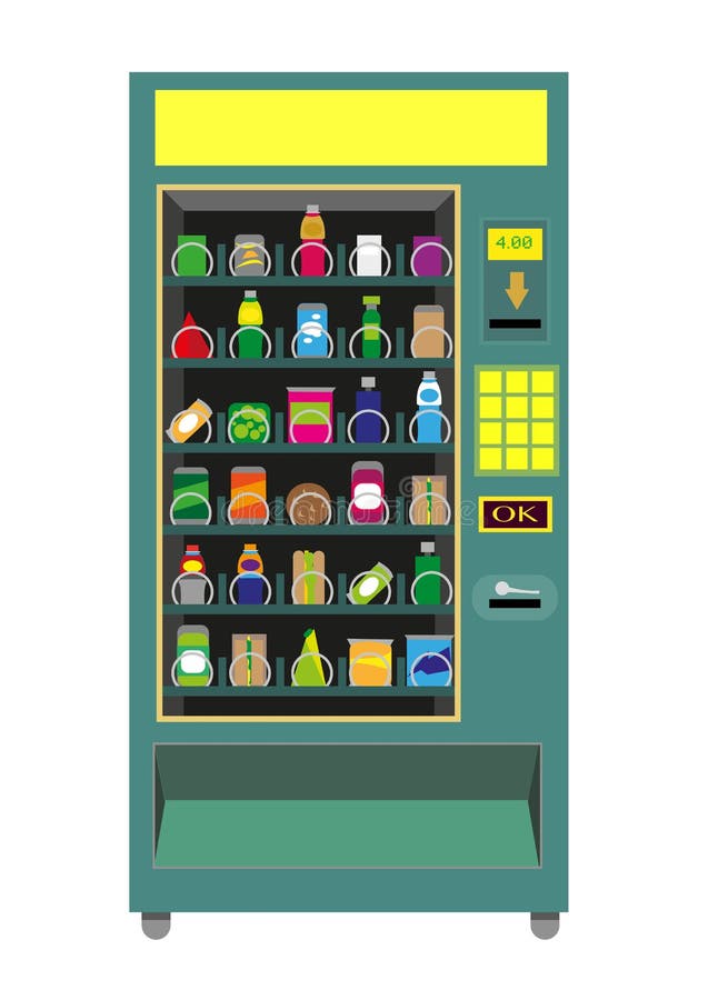 Green Vending Machine Vector Isolated on White. Stock Vector