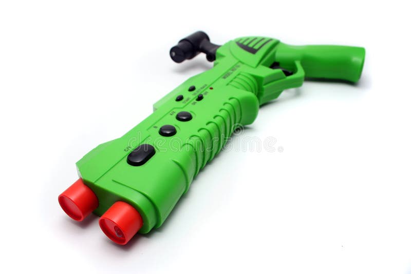 Green Video Game Gun Controller on White