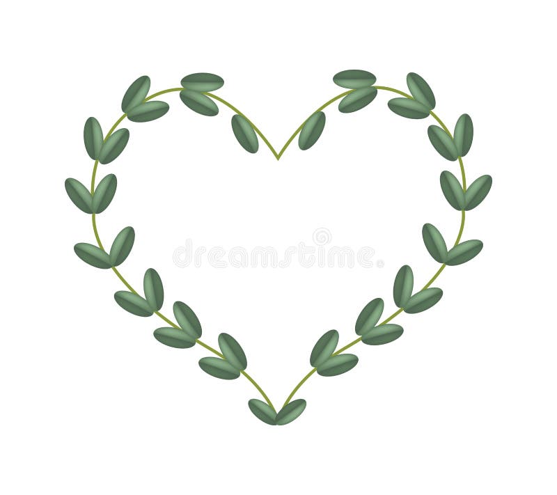 Green Vine Leaves in Beautiful Heart Shape Frame