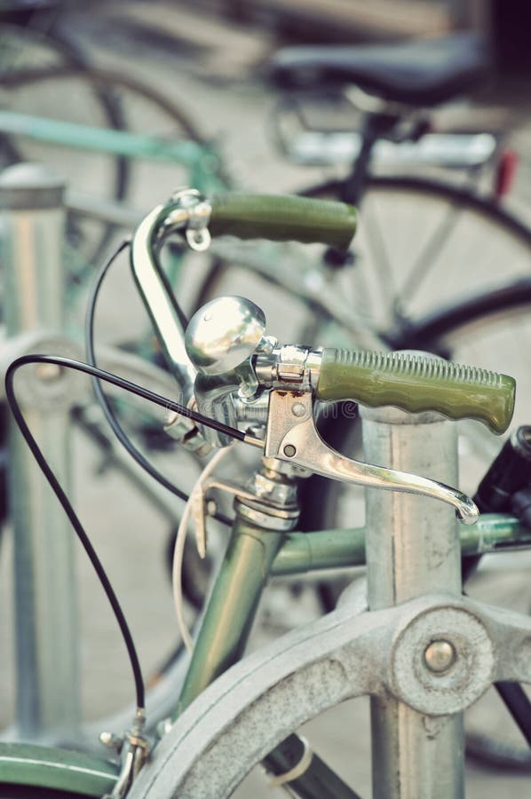 Green Vintage Bike Handlebars Stock Photo Image of cable, bike 33721964