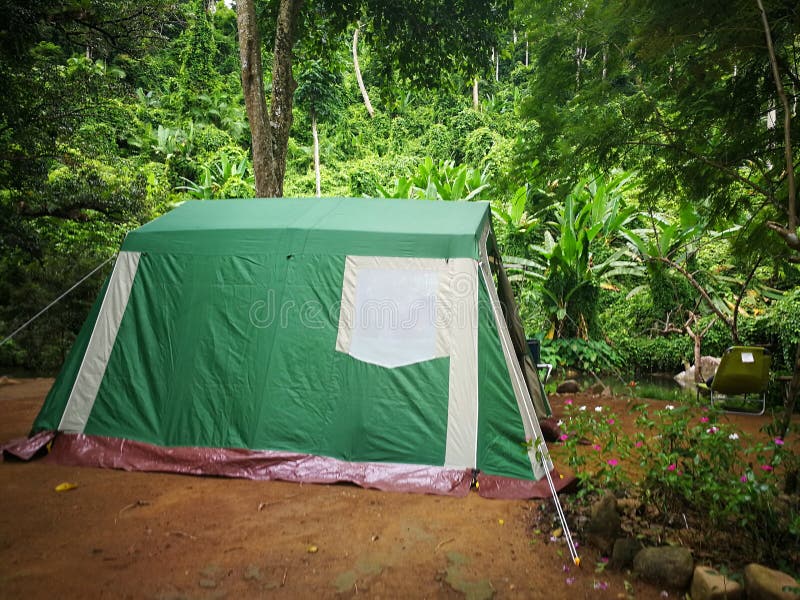 green vintage cabin camping tent royalty free stock photography