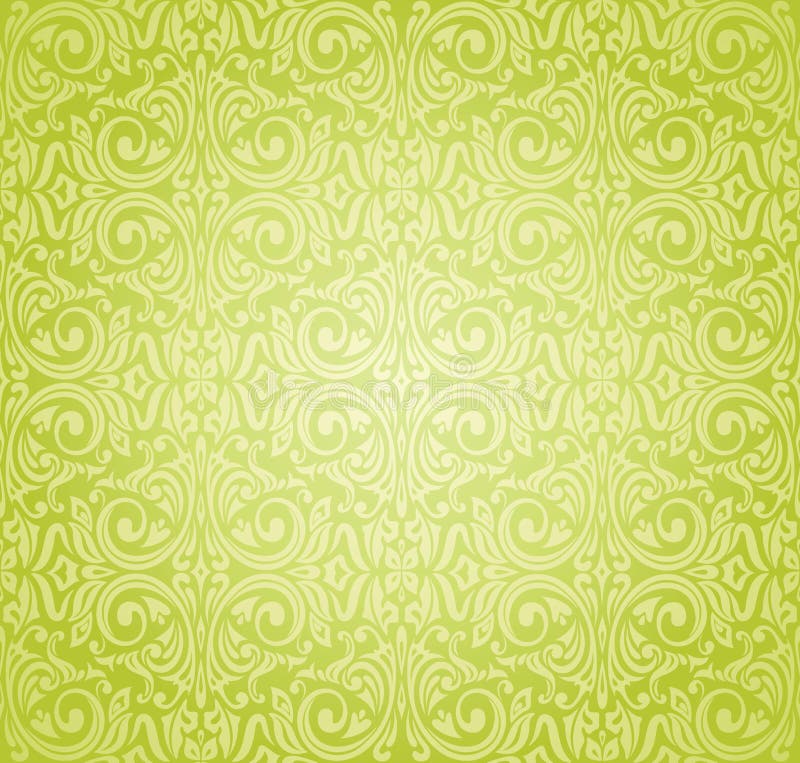 Green Vintage Wallpaper Design Stock Vector Illustration of brown