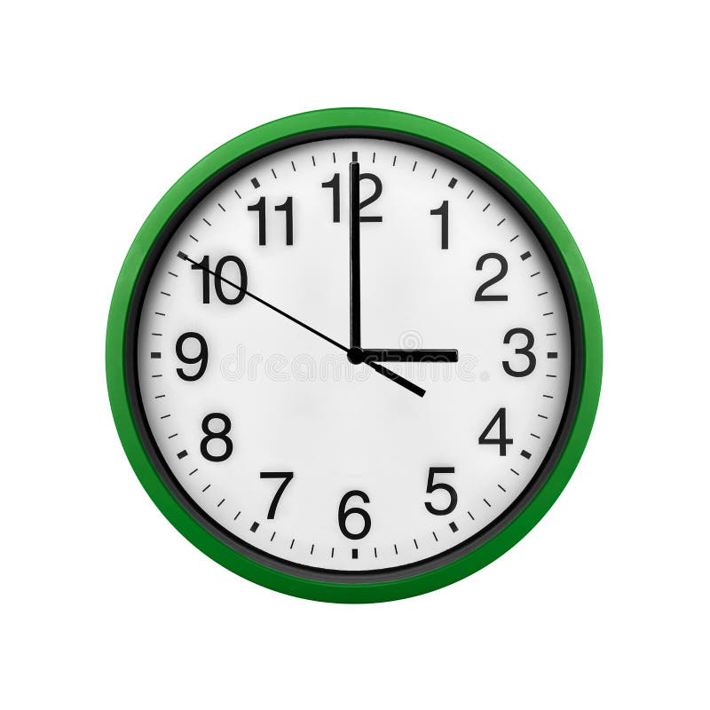 Green wall clock isolated on a white background.