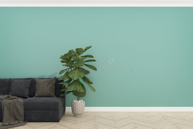 Green Wall with Wood Floor ,3d Stock Illustration Illustration of