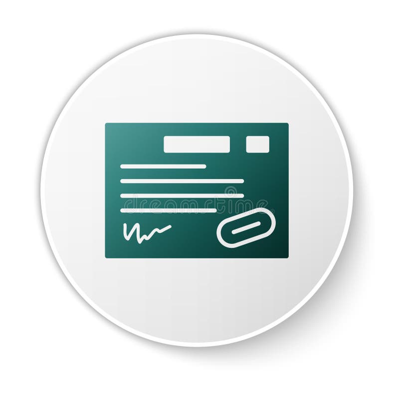 Green Warranty Certificate Template Icon Isolated On White Background