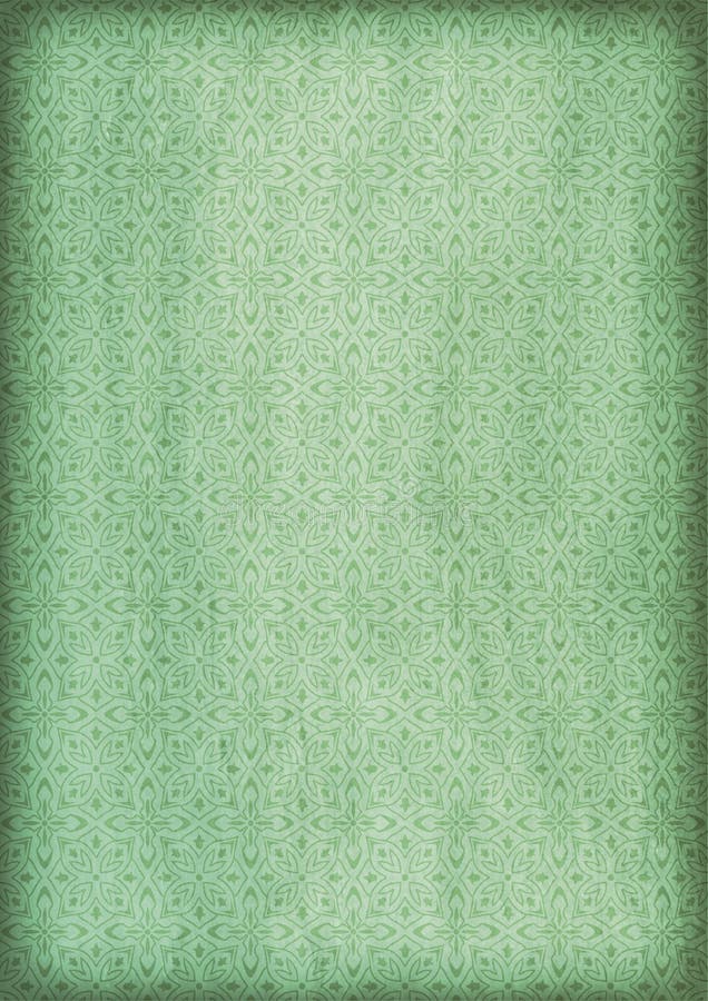 Green Watercolor Background With Arabic Pattern. Stock Illustration ...