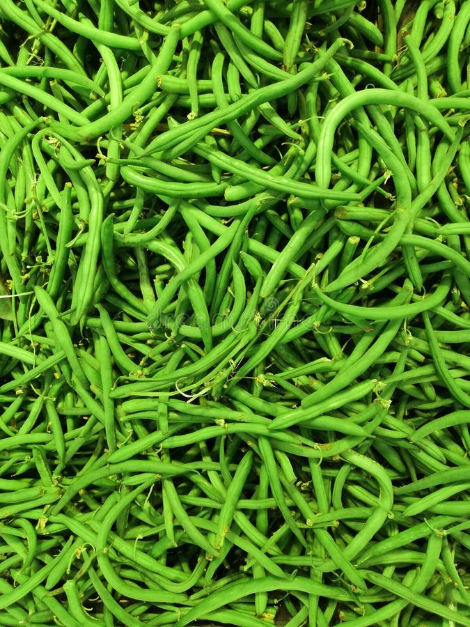 Green wax beans background, Green beans close up top view