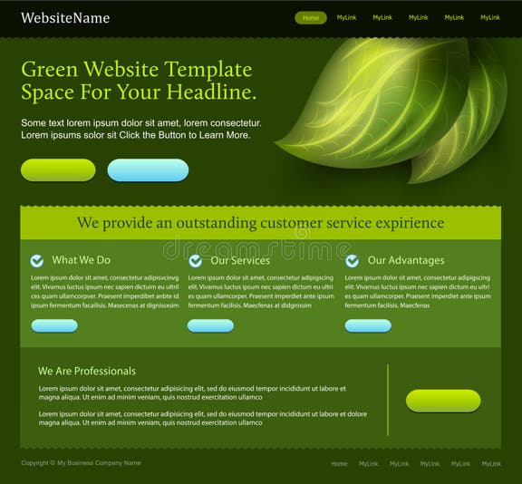 Green Black Editable Website Template Stock Illustrations 1,327 Green
