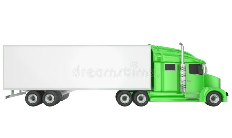 Green 18 Wheeler Class 8 Truck Blank Copy Space Trailer