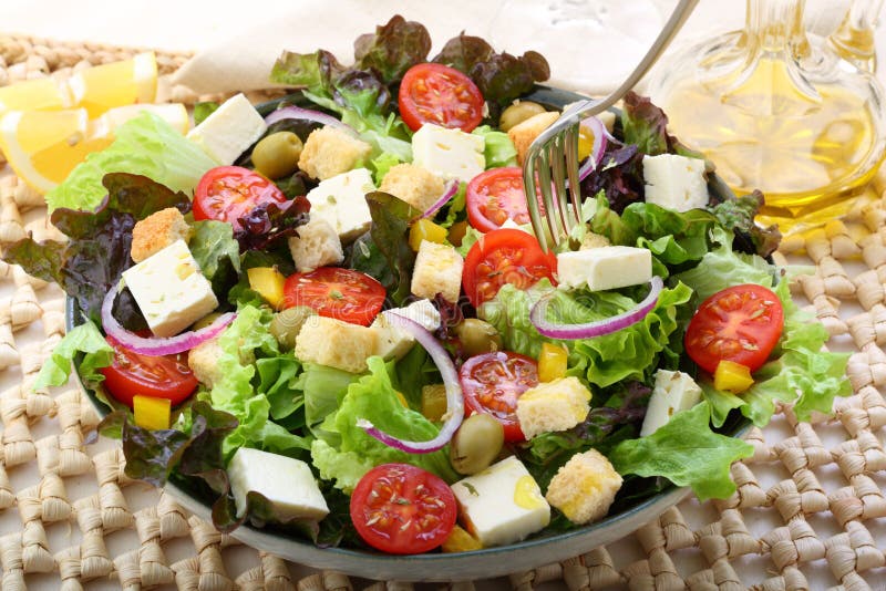 Greek salad stock image. Image of health, appetizer, eating - 17972863