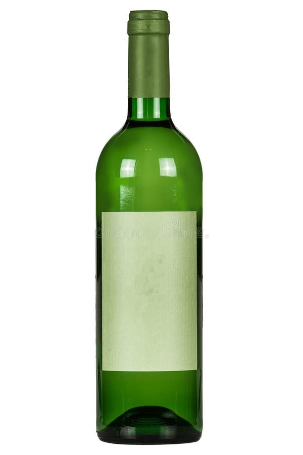 Green wine bottle on a white background