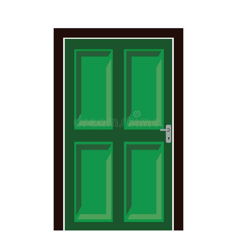 Green Wooden House Door Vector Icon Stock Vector - Illustration of
